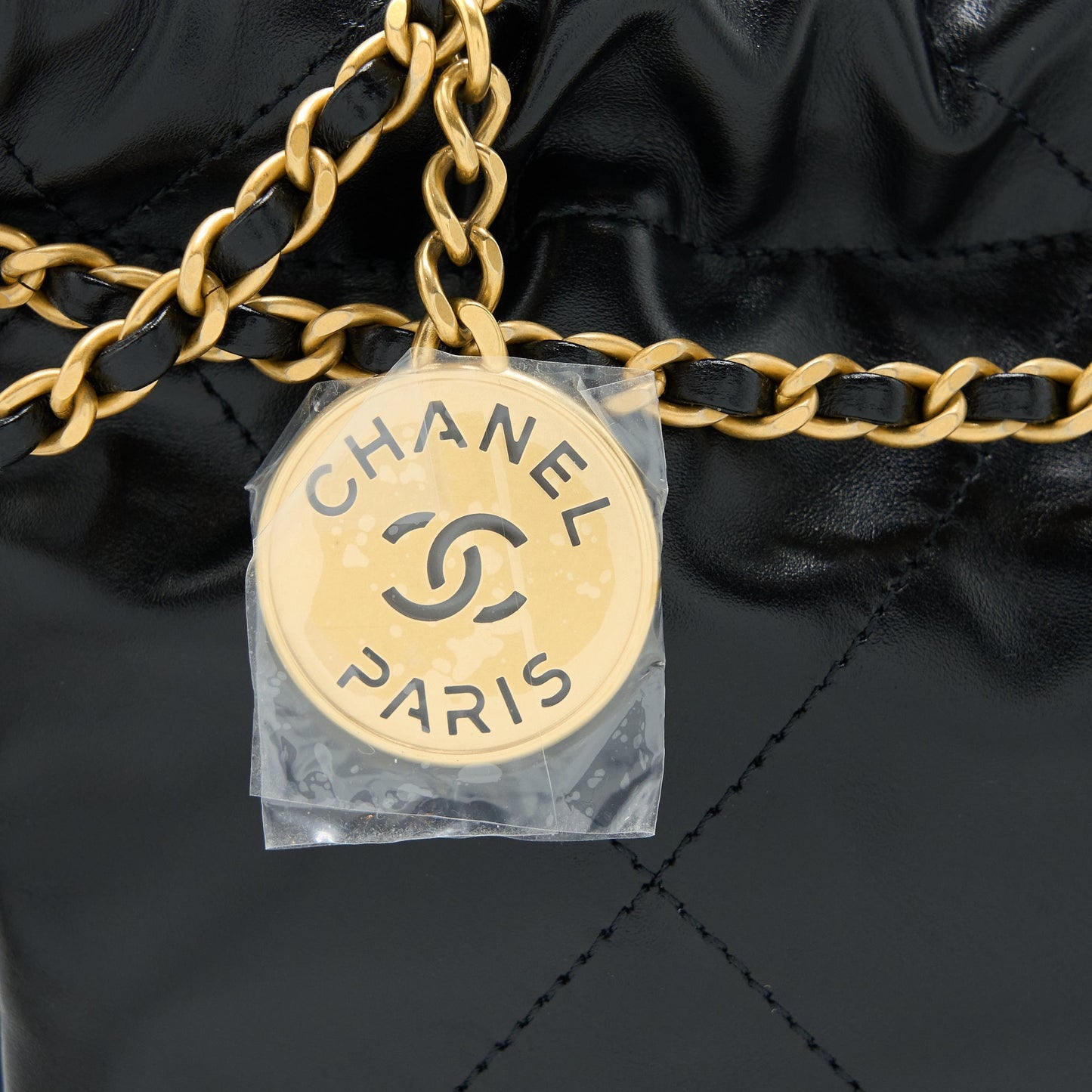 Chanel 23s Mini 22 Bag Aged Calfskin Black Brushed  (Microchip)