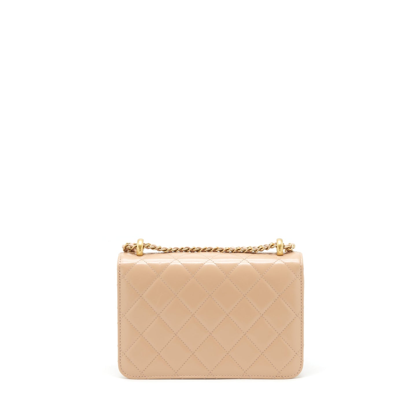 Chanel 21A Gold Crush Flap Bag Calfskin Beige