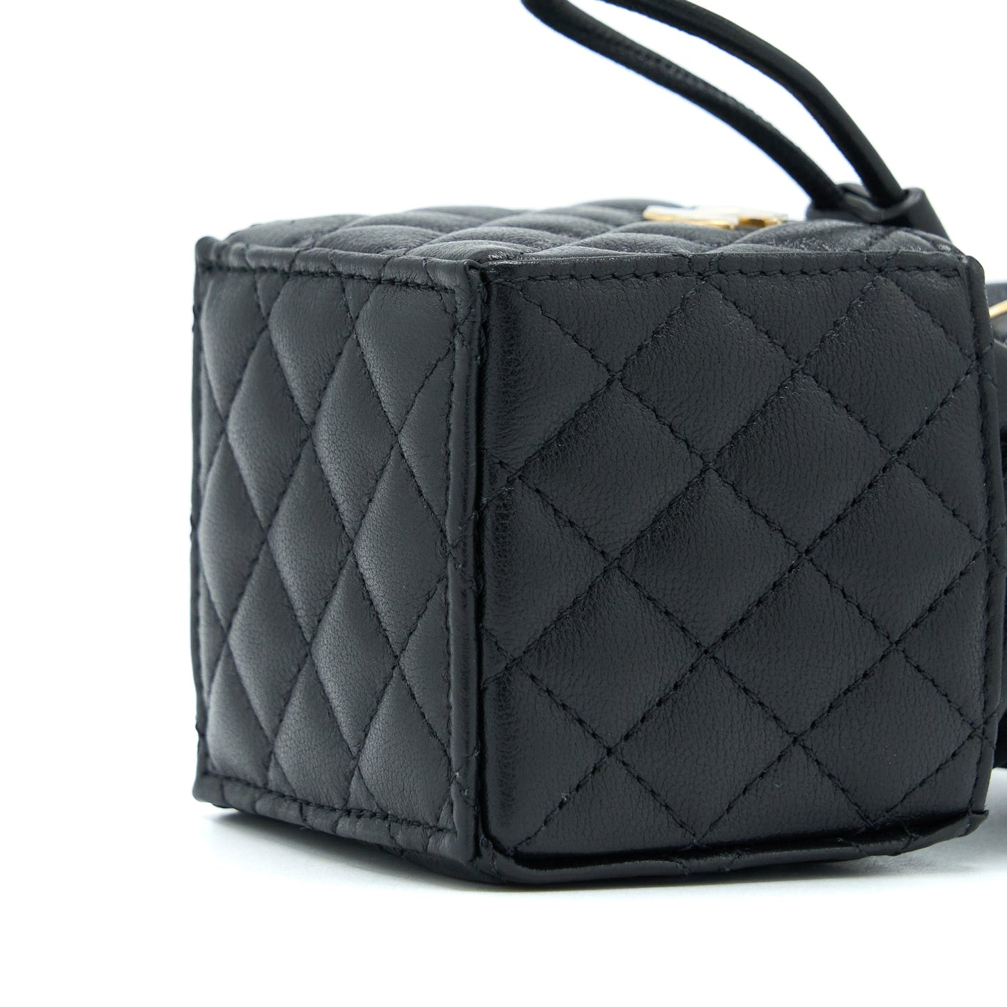 Chanel Mini Vanity Bucket Crossbody Lambskin Black Brushed