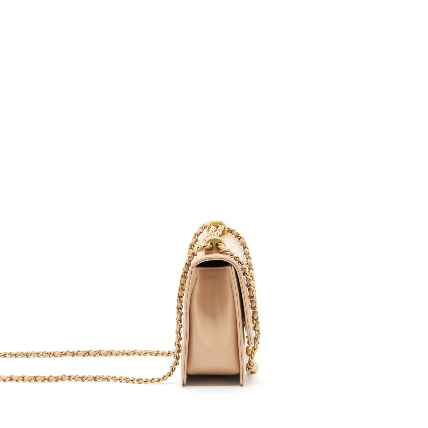 Chanel 21A Gold Crush Flap Bag Calfskin Beige