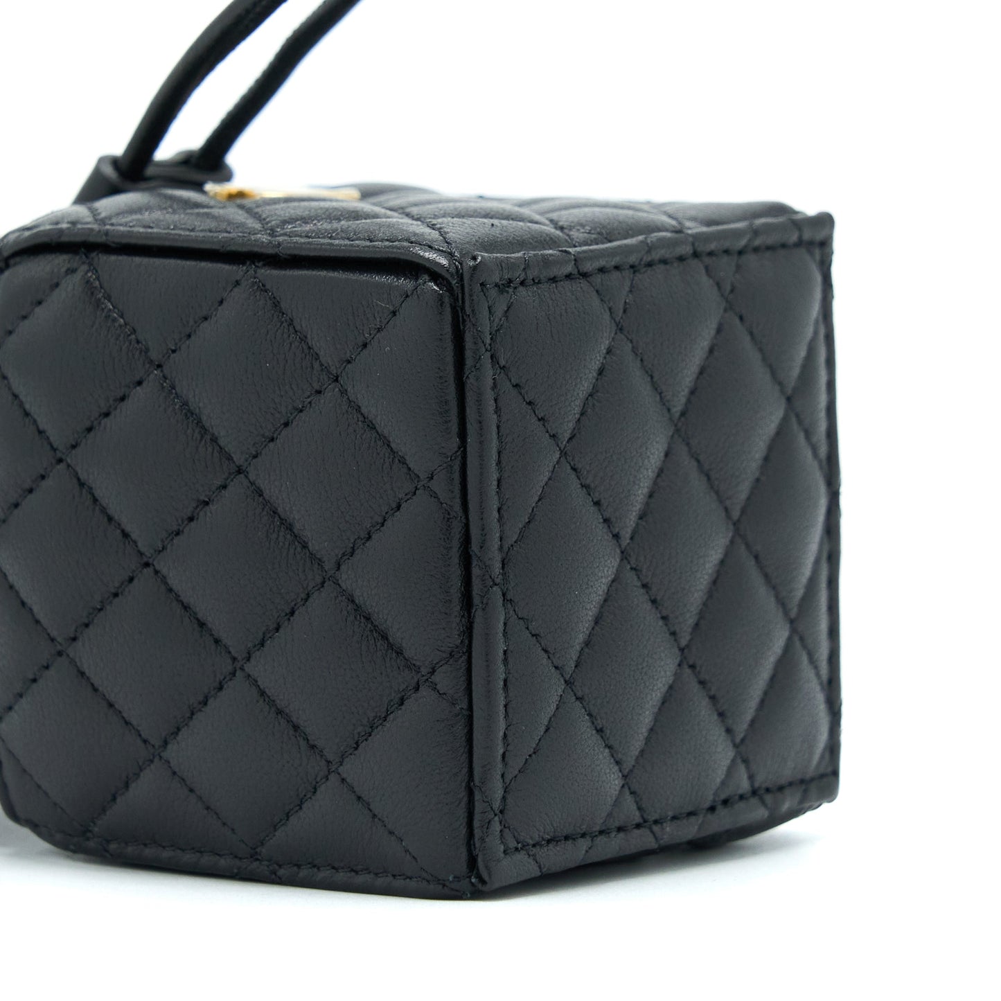 Chanel Mini Vanity Bucket Crossbody Lambskin Black Brushed