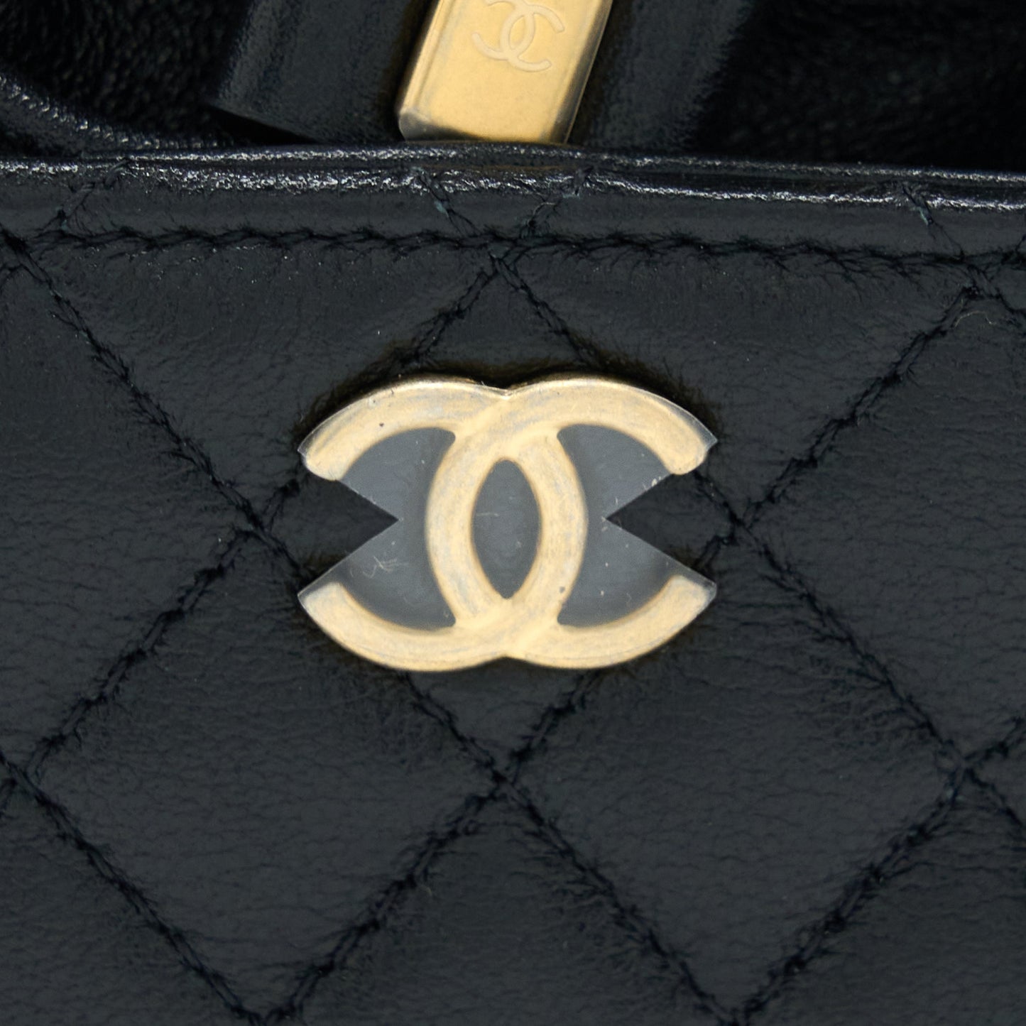 Chanel Mini Vanity Bucket Crossbody Lambskin Black Brushed