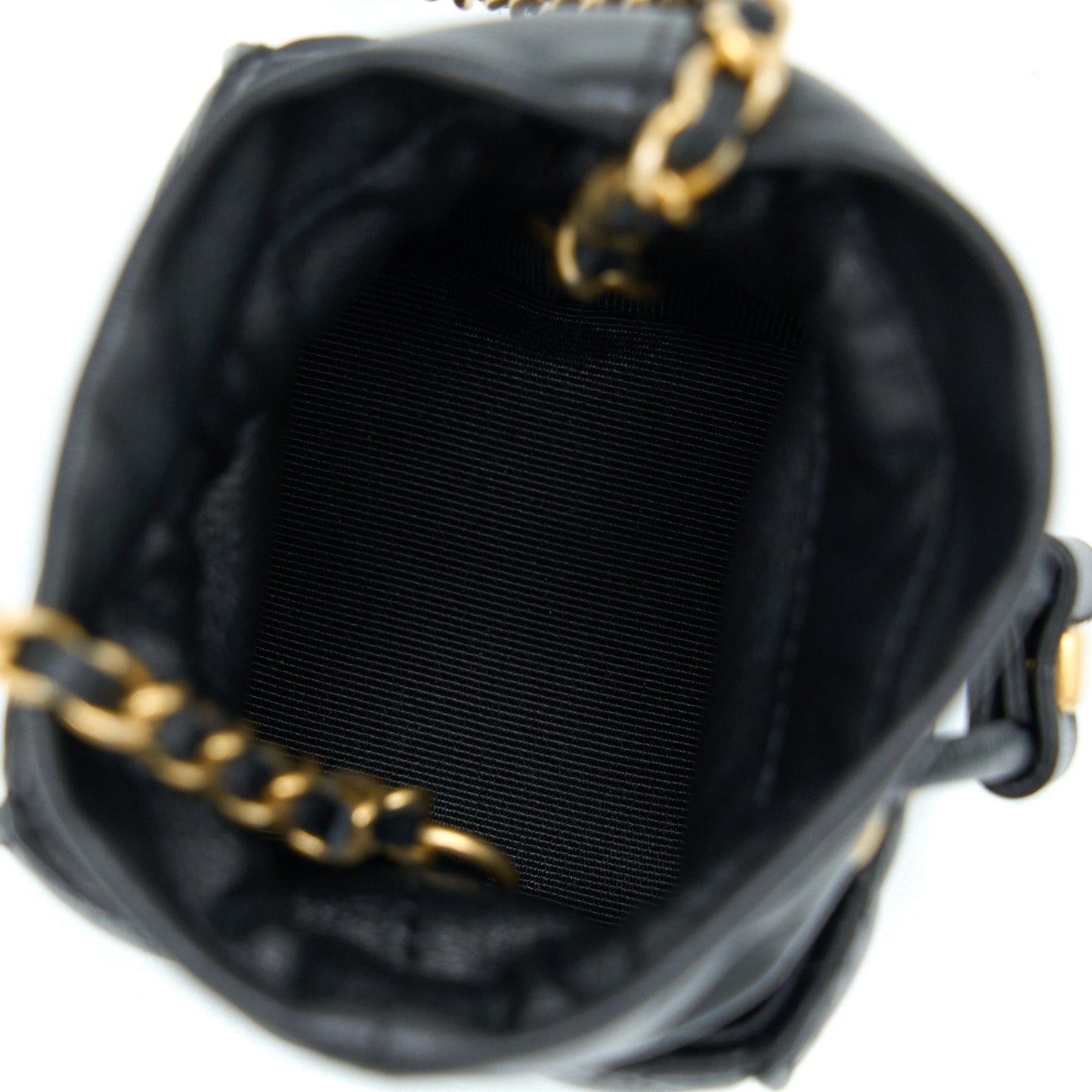 Chanel Mini Vanity Bucket Crossbody Lambskin Black Brushed
