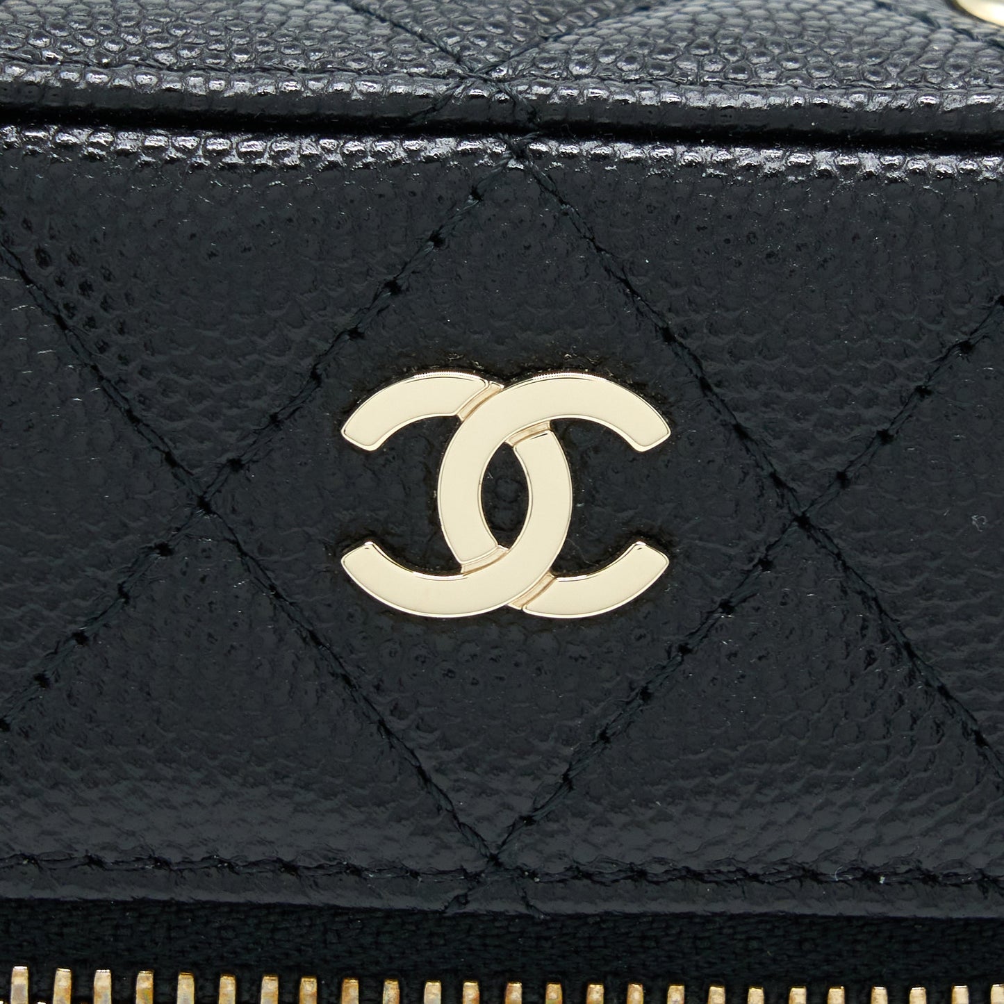 Chanel 21K Vanity Phone Holder With Chain Caviar Black L