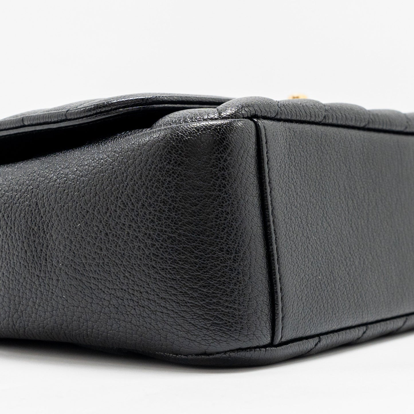 Chanel Small Diagnoal Flap Bag Shiny Goatskin Black