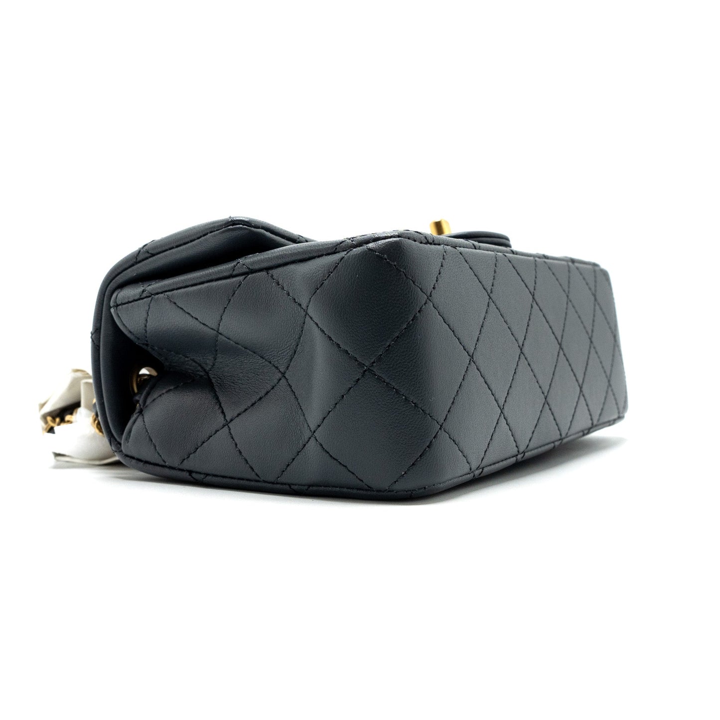 Chanel 23K pearl crush mini rectangular flap bag lambskin dark grey