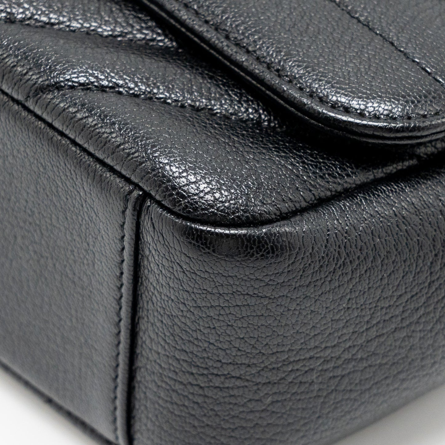 Chanel Small Diagnoal Flap Bag Shiny Goatskin Black