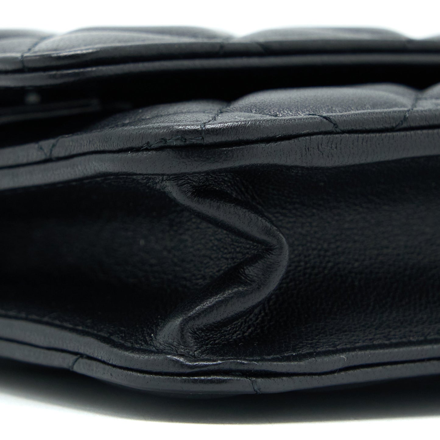 Chanel Pearl Crush Wallet On Chain Lambskin Black Brushed  (Microchip)