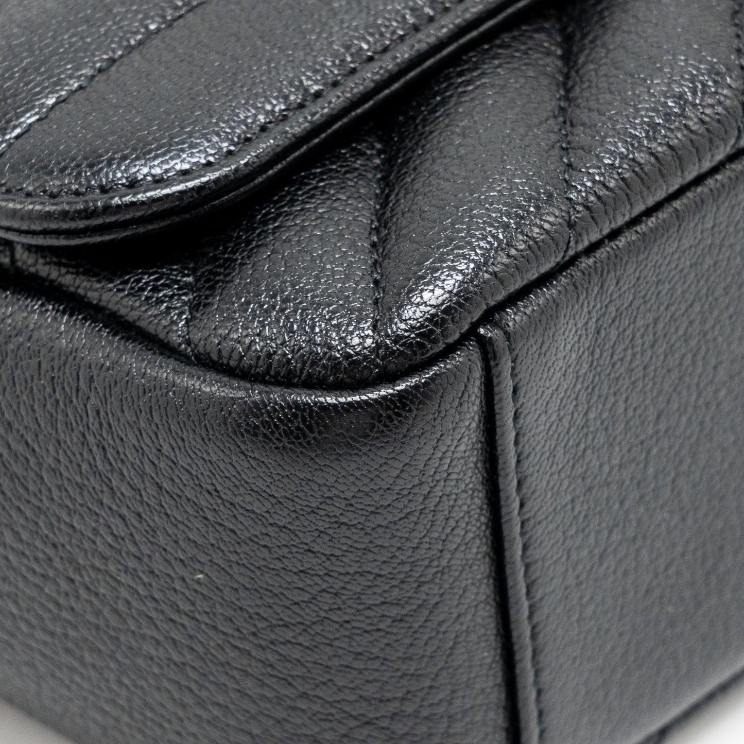 Chanel Small Diagnoal Flap Bag Shiny Goatskin Black