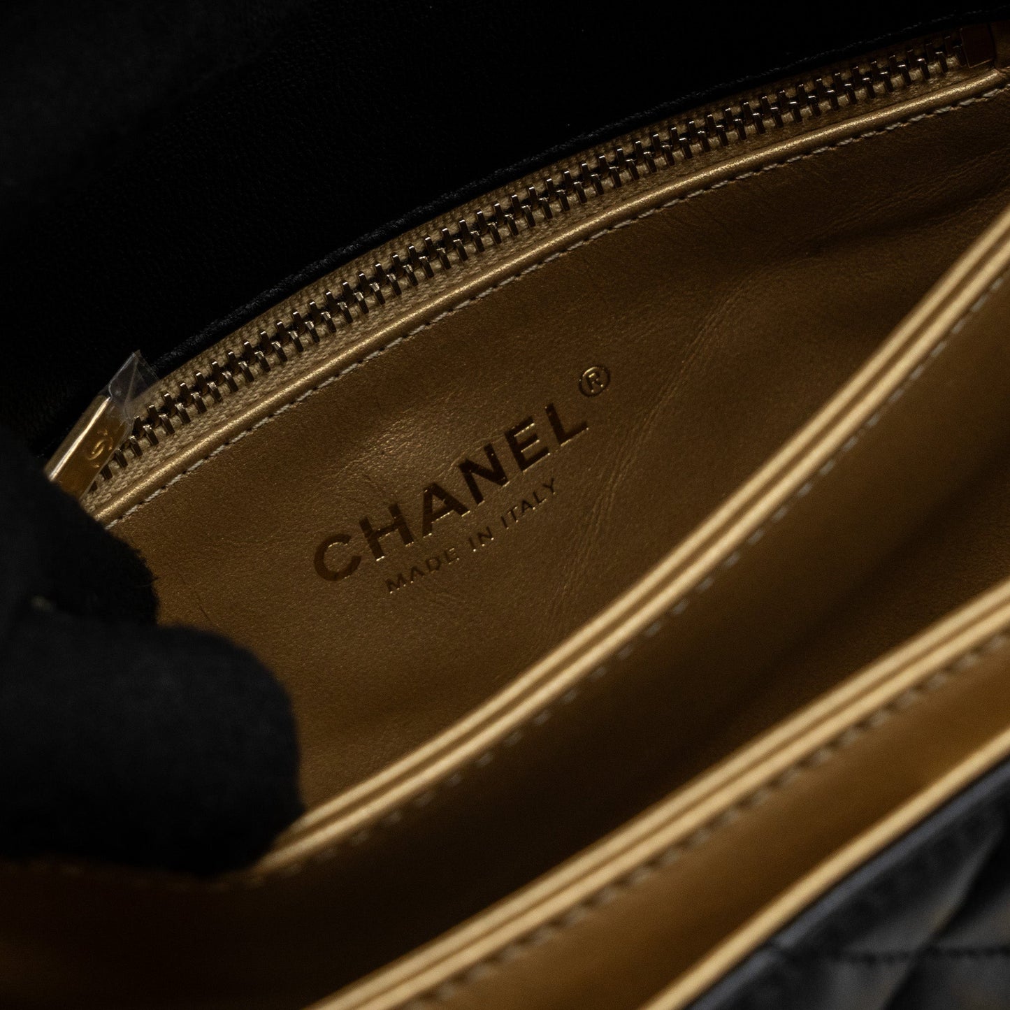Chanel 22a Button On Chain Flap Shoulder Bag Lambskin Black Brushed (Microchip)