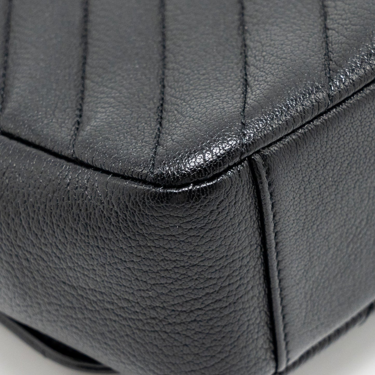 Chanel Small Diagnoal Flap Bag Shiny Goatskin Black