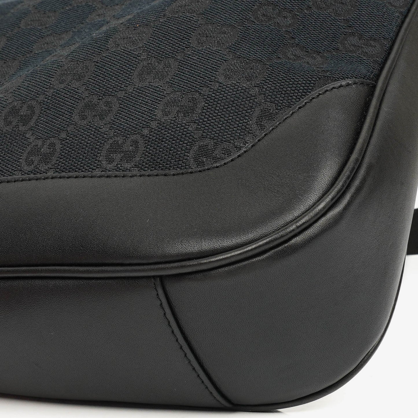 Gucci Bamboo Top Handle Dark Navy Monogram Canvas And Leather Hobo Bag