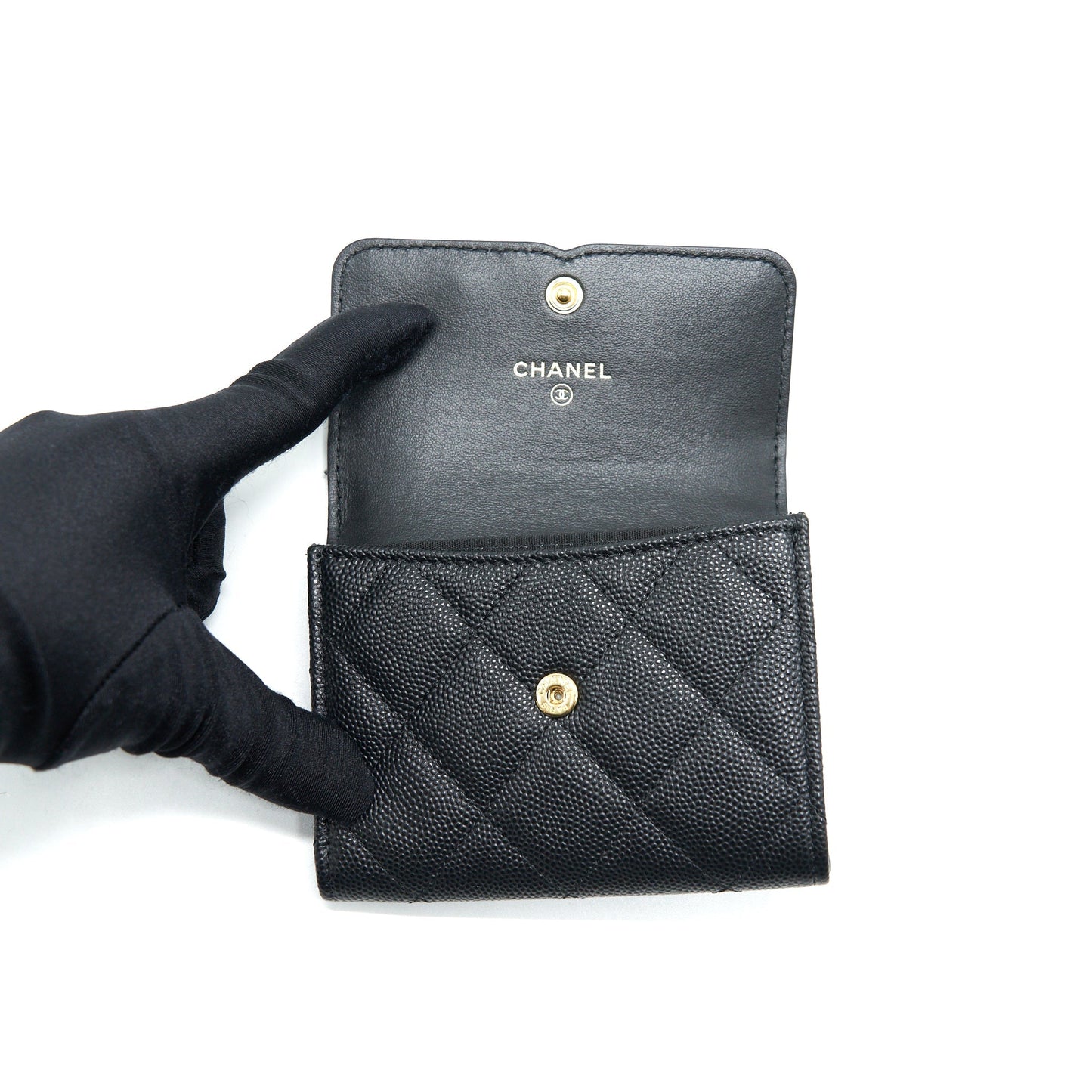 Chanel Filigree Flap Card Holder Caviar Black