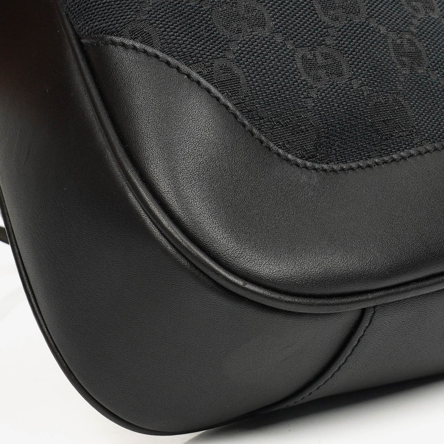 Gucci Bamboo Top Handle Dark Navy Monogram Canvas And Leather Hobo Bag