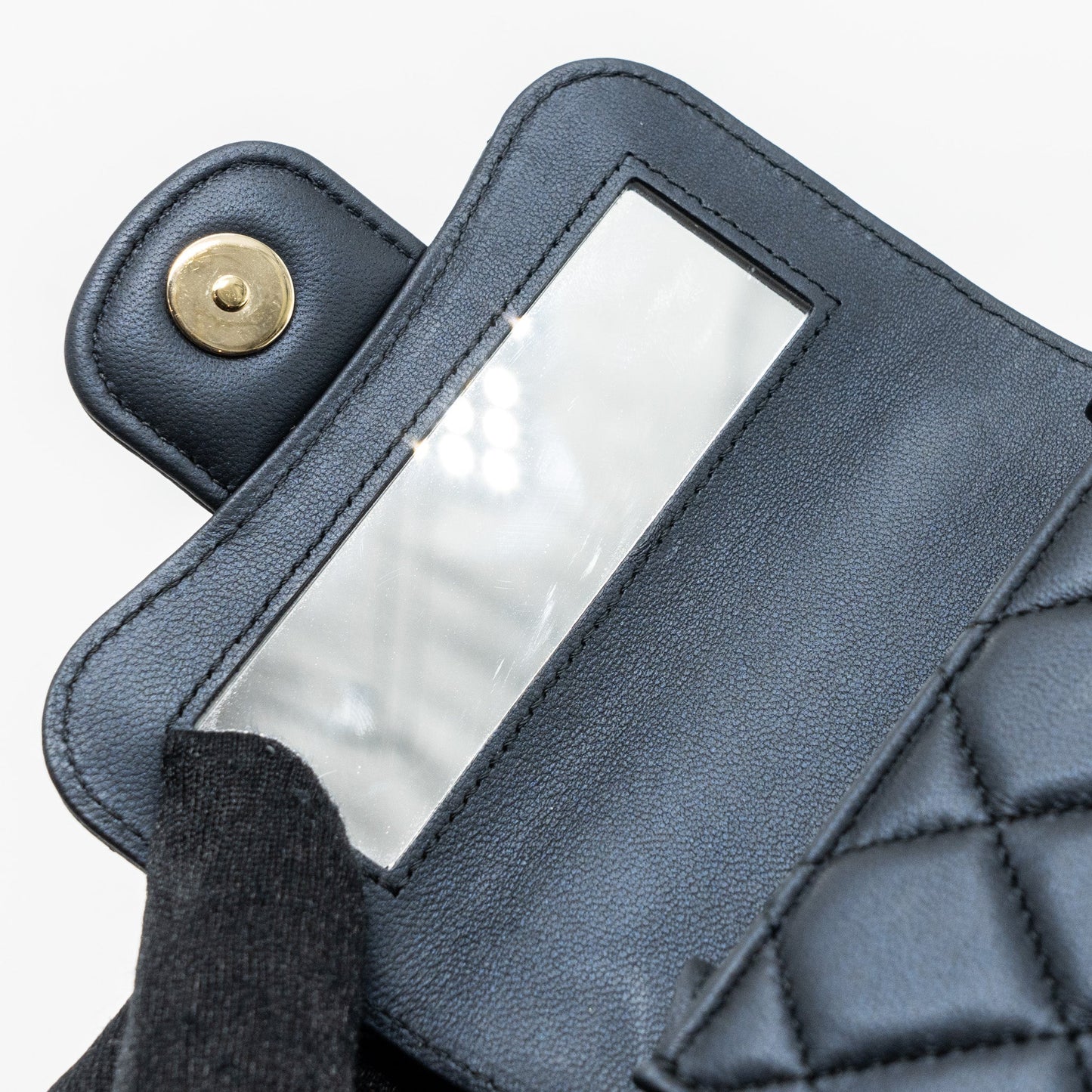 Chanel Top Handle Mini Flap Bag Pearly Lambskin Dark Blue L(microchip)