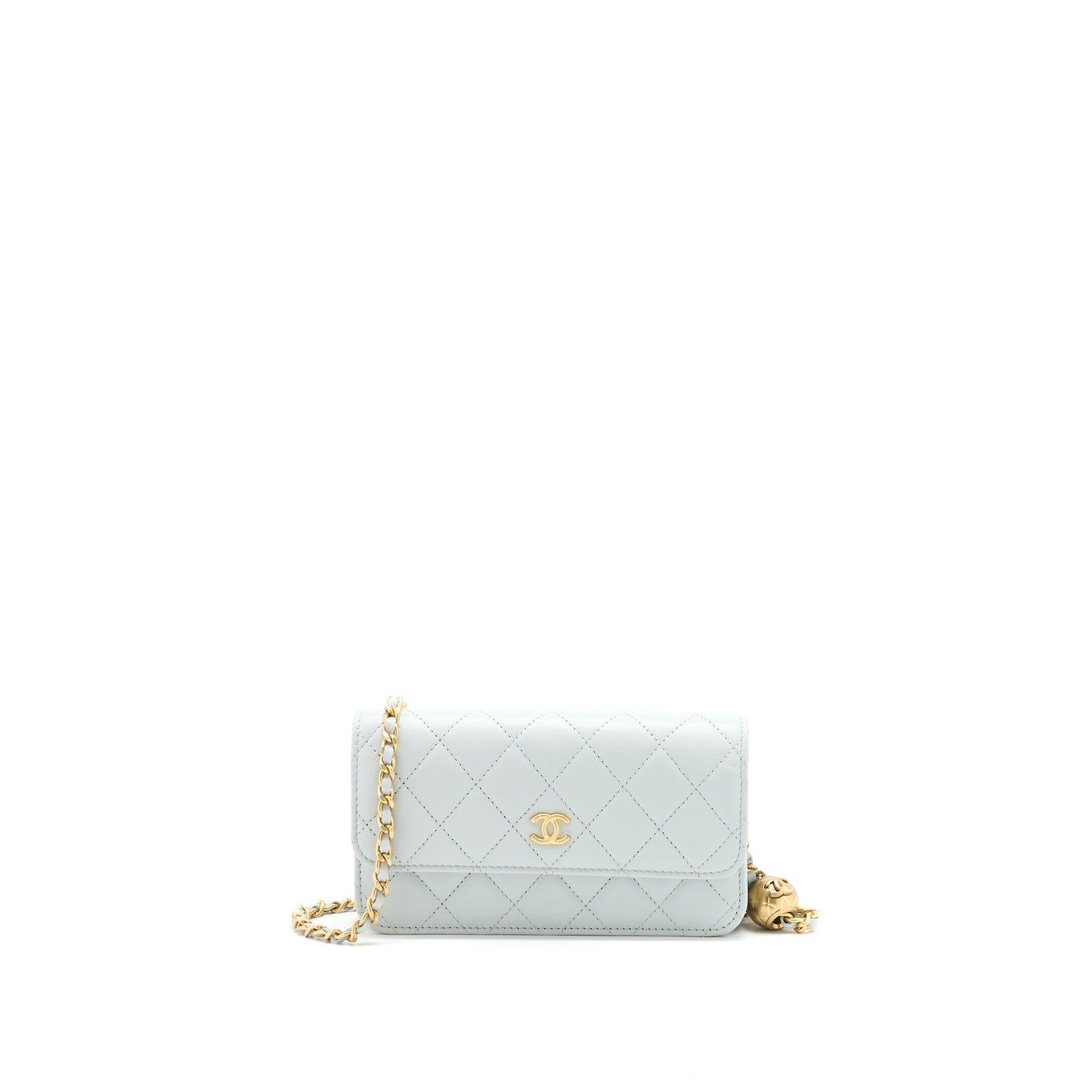 Chanel 23C Pearl Crush Mini Flap Bag Lambskin Light Grey Brushed  (Microchip)