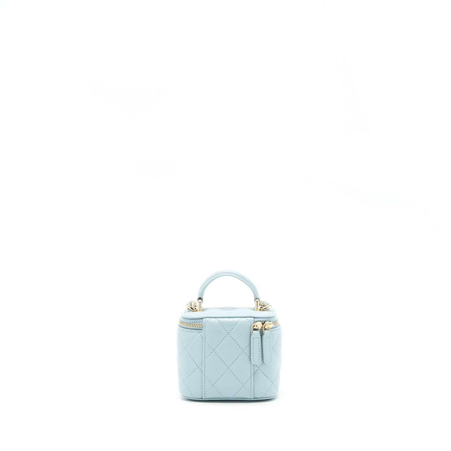 Chanel 22P Top Handle Mini Vanity With Chain Lambskin NG752 Light Blue L