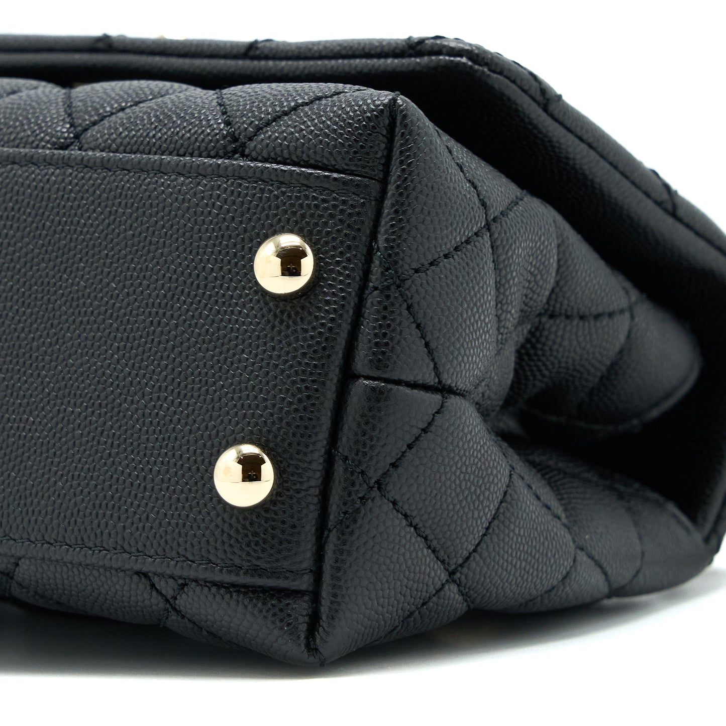 Chanel Mini Coco Handle Caviar Black/Burgundy Handle L