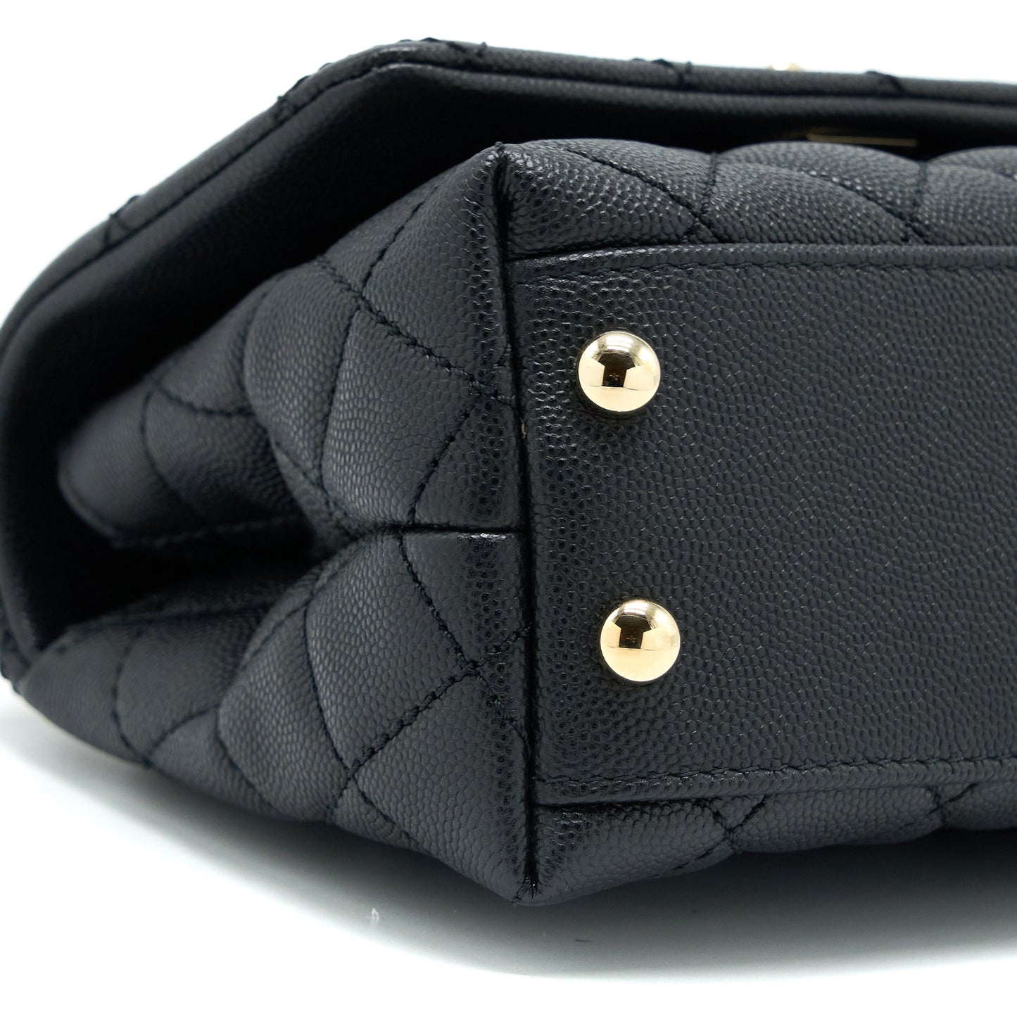 Chanel Mini Coco Handle Caviar Black/Burgundy Handle L