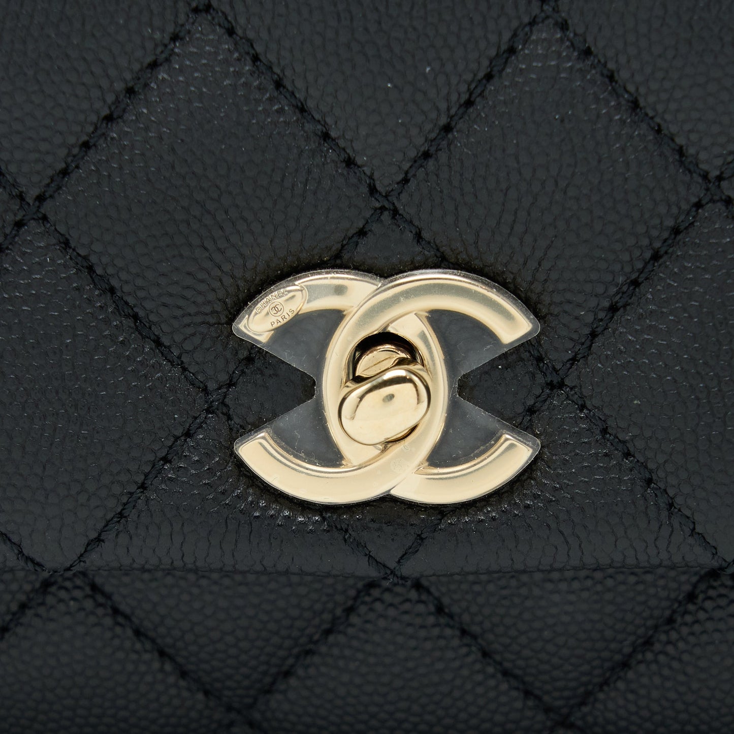 Chanel Mini Coco Handle Caviar Black/Burgundy Handle L