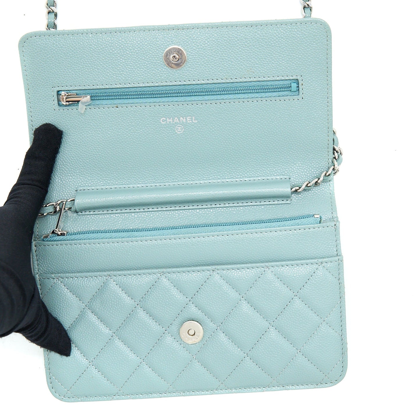 Chanel Wallet On Chain Caviar Light Blue