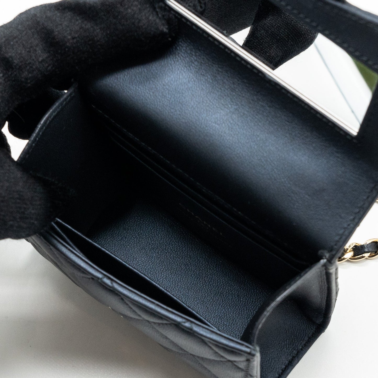 Chanel Top Handle Mini Flap Bag Pearly Lambskin Dark Blue L(microchip)