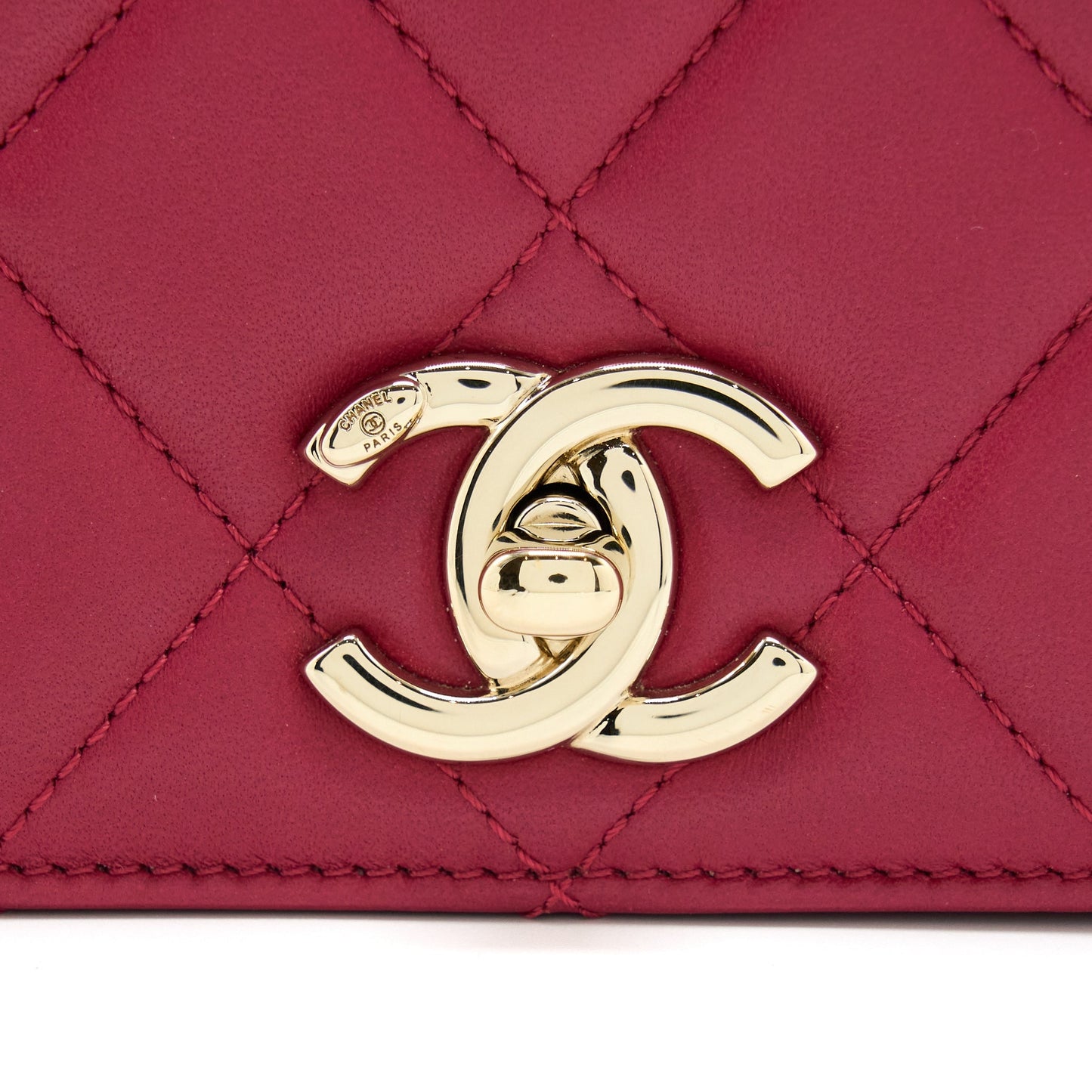 Chanel Top Handle Flap Bag Crossbody Lambskin Pink