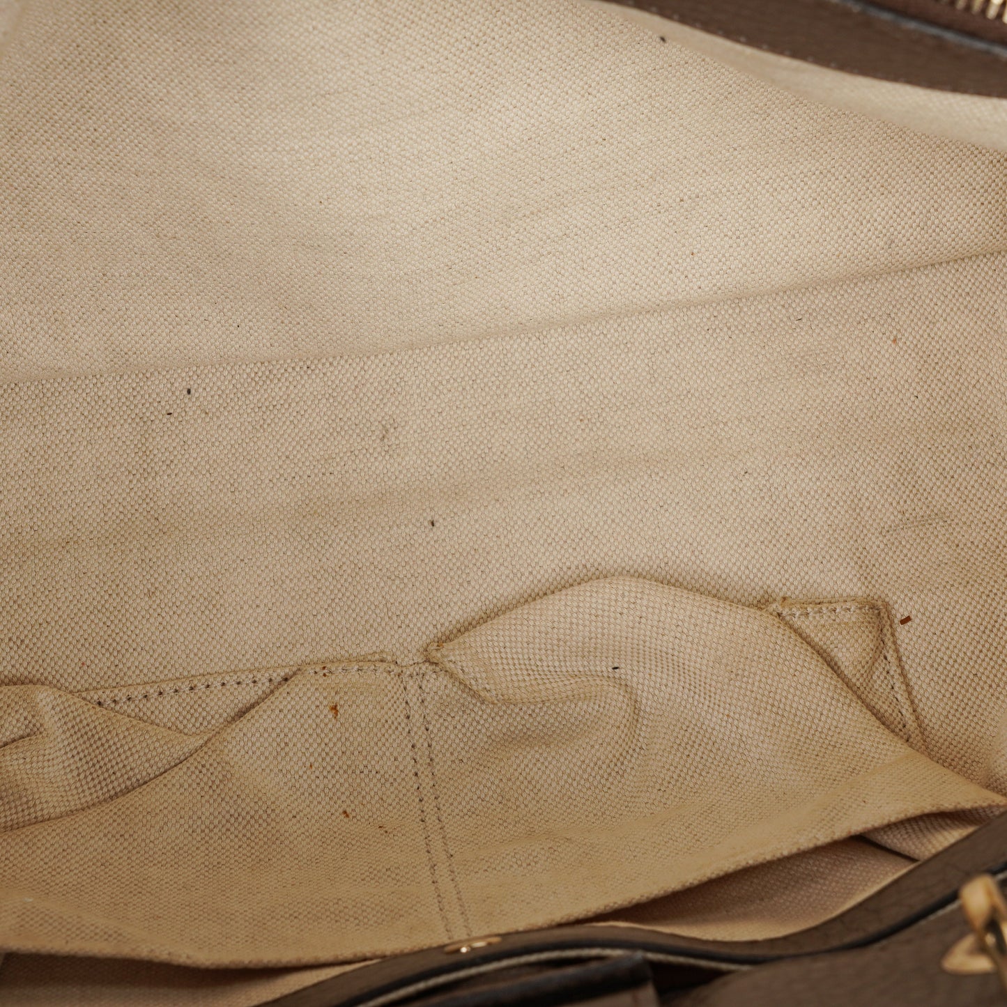 Gucci Pebbled Calfskin Bamboo Shopper Tote Bag