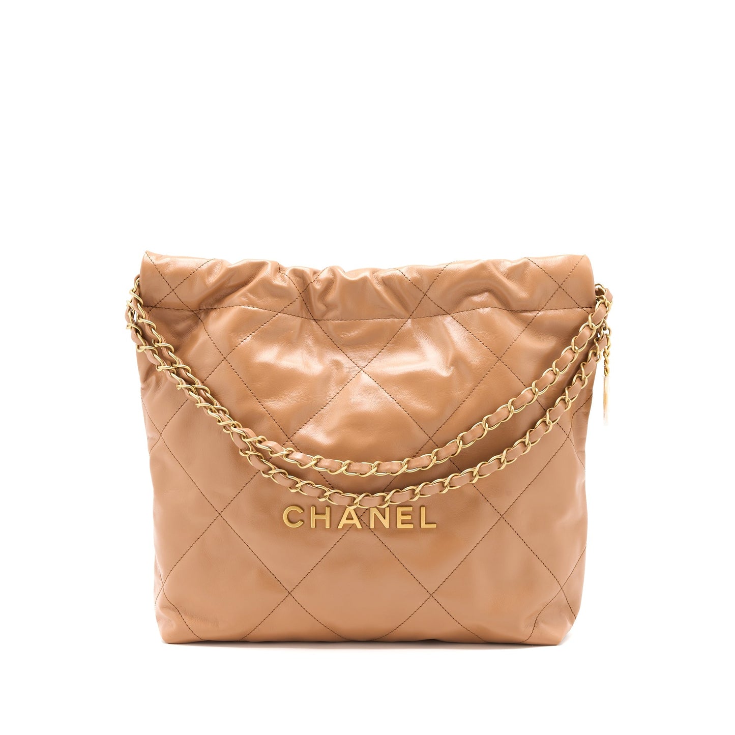 Chanel Small 22 Bag Shiny Calfskin Caramel  (Microchip)