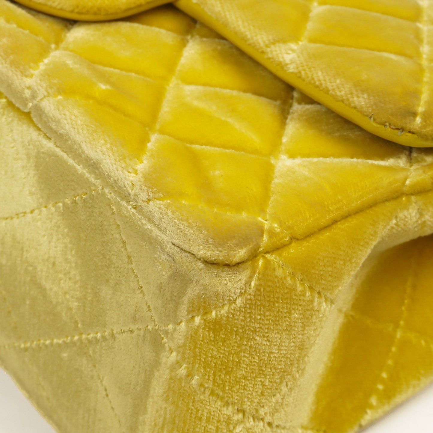Chanel Mini Rectangular Single Flap Bag Yellow Quilted Velvet With Black Hardware