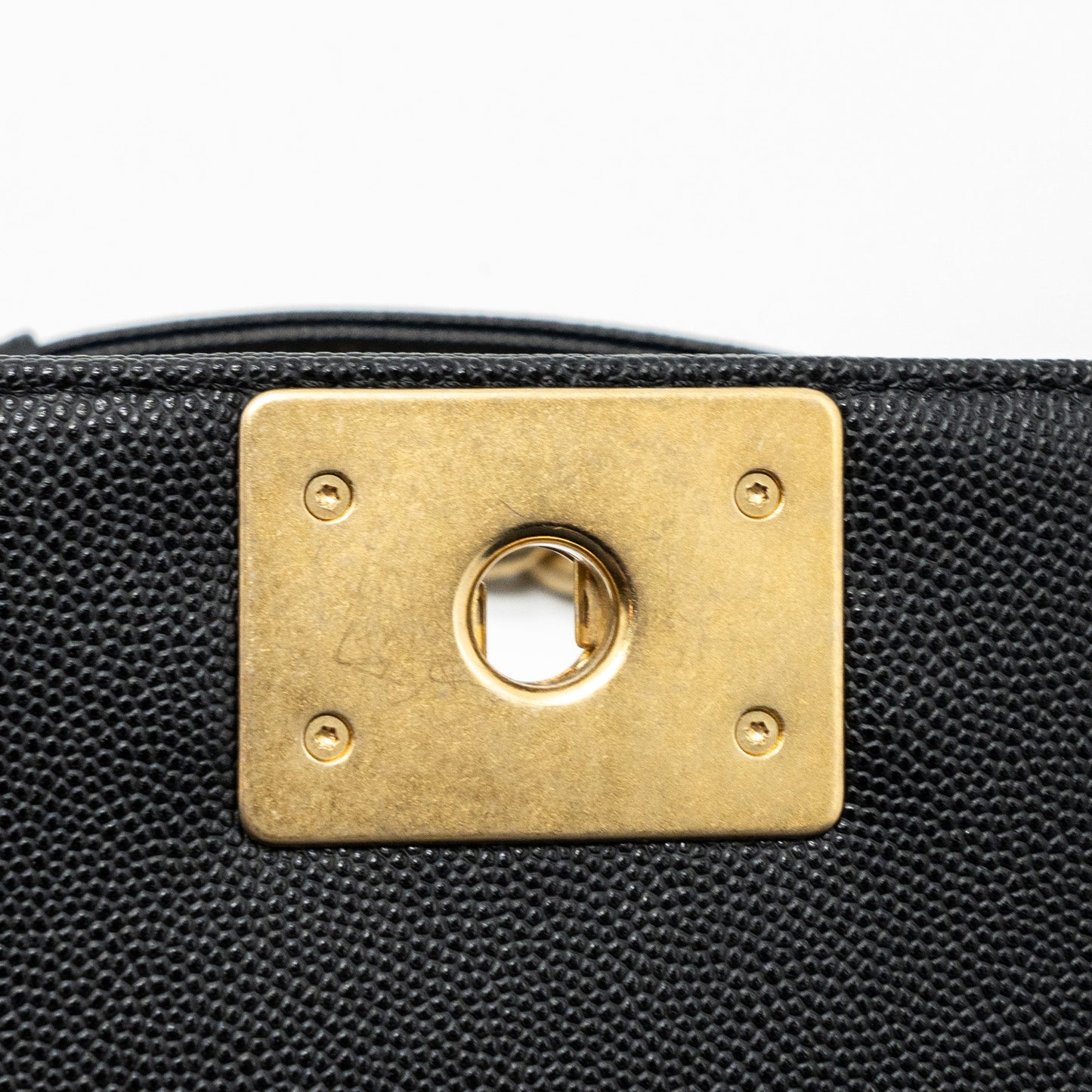 Chanel medium boy bag caviar black brushed  (microchip )