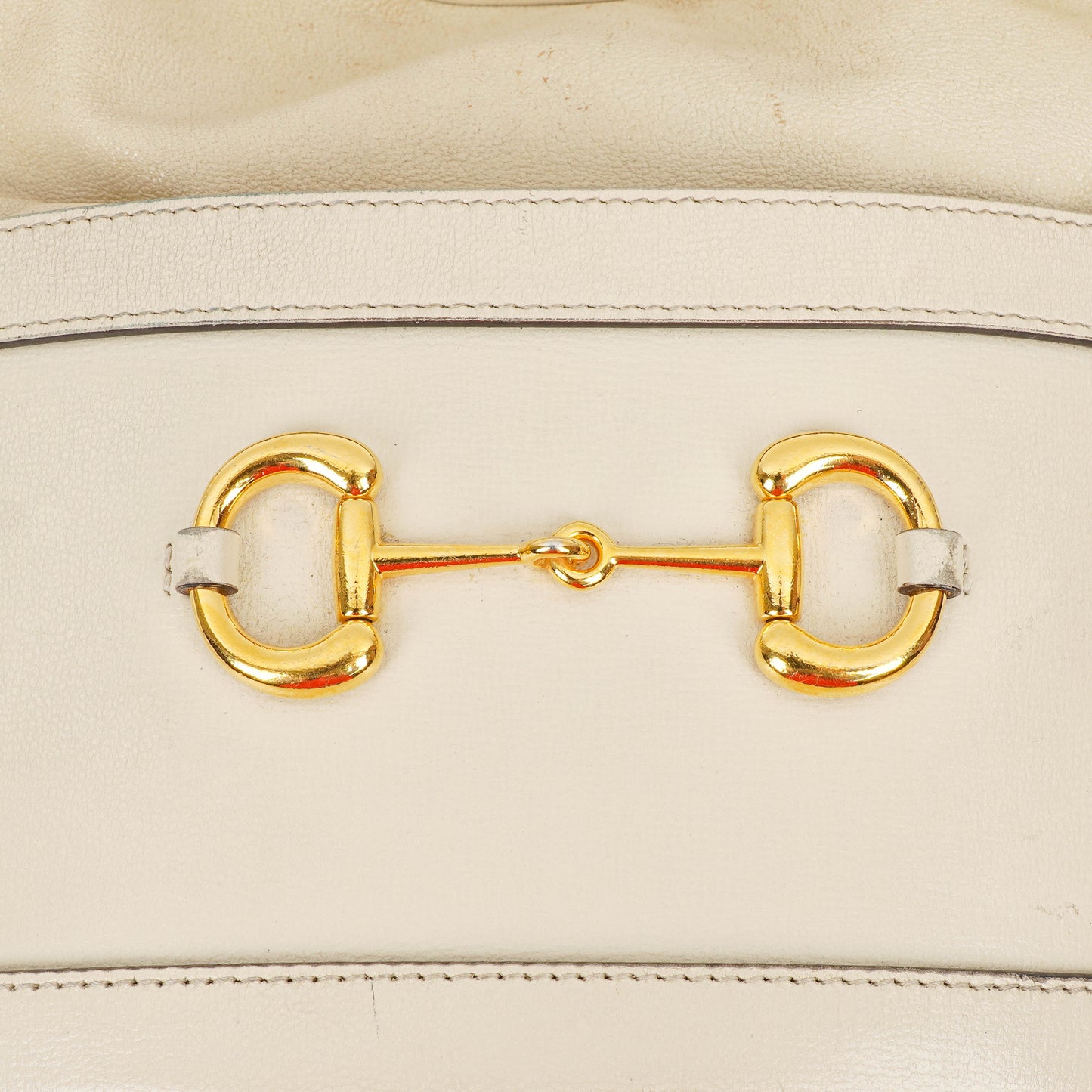 Gucci Horsebit 1955 Azalea Sakai Calfskin Mystic White Drawstring Bucket Bag