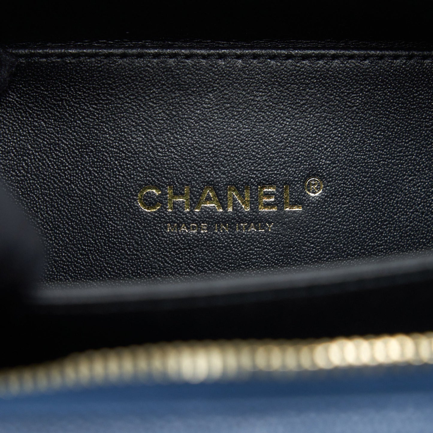 Chanel Filigree Small Vanity Camera Bag Caiver Navy/ Black