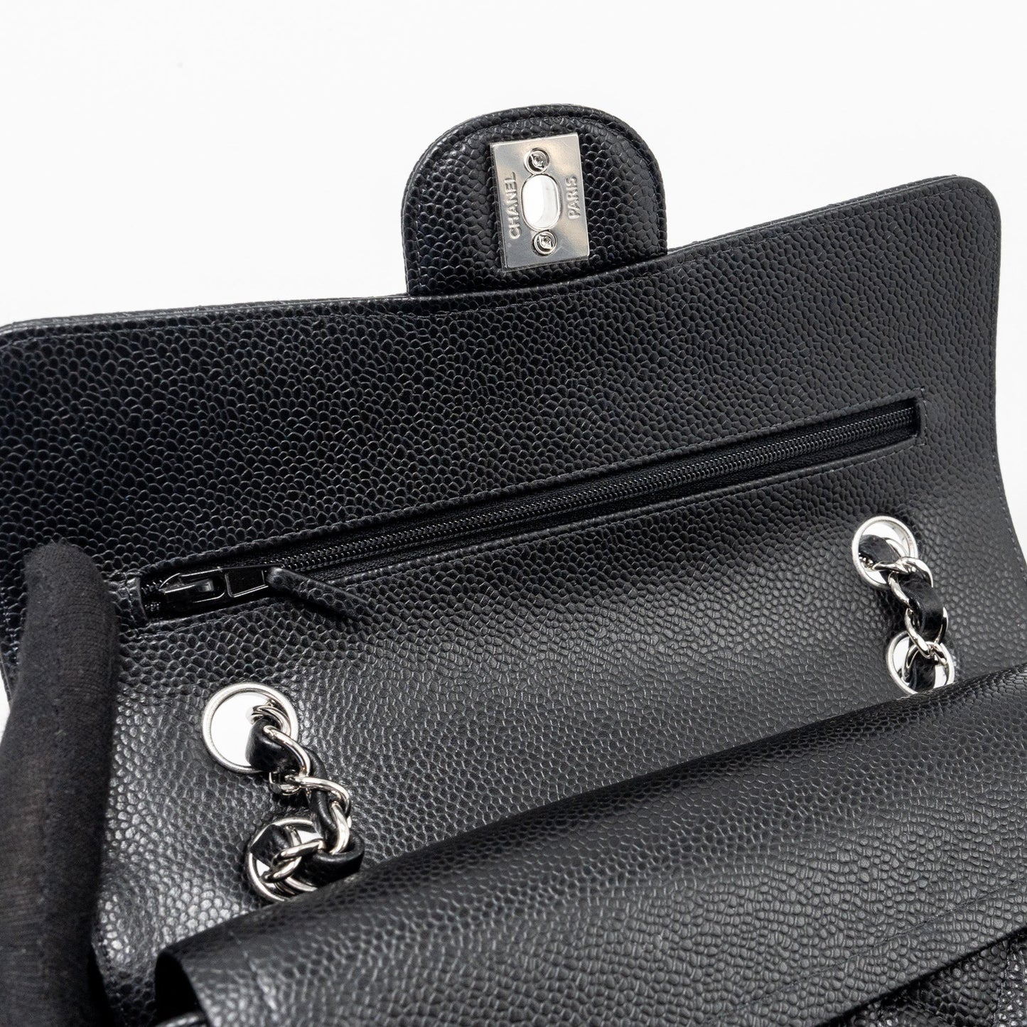 Chanel Small Classic Double Flap Bag Caviar Black  (microchip)
