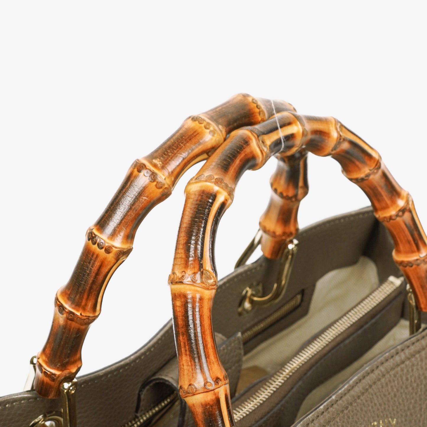 Gucci Pebbled Calfskin Bamboo Shopper Tote Bag