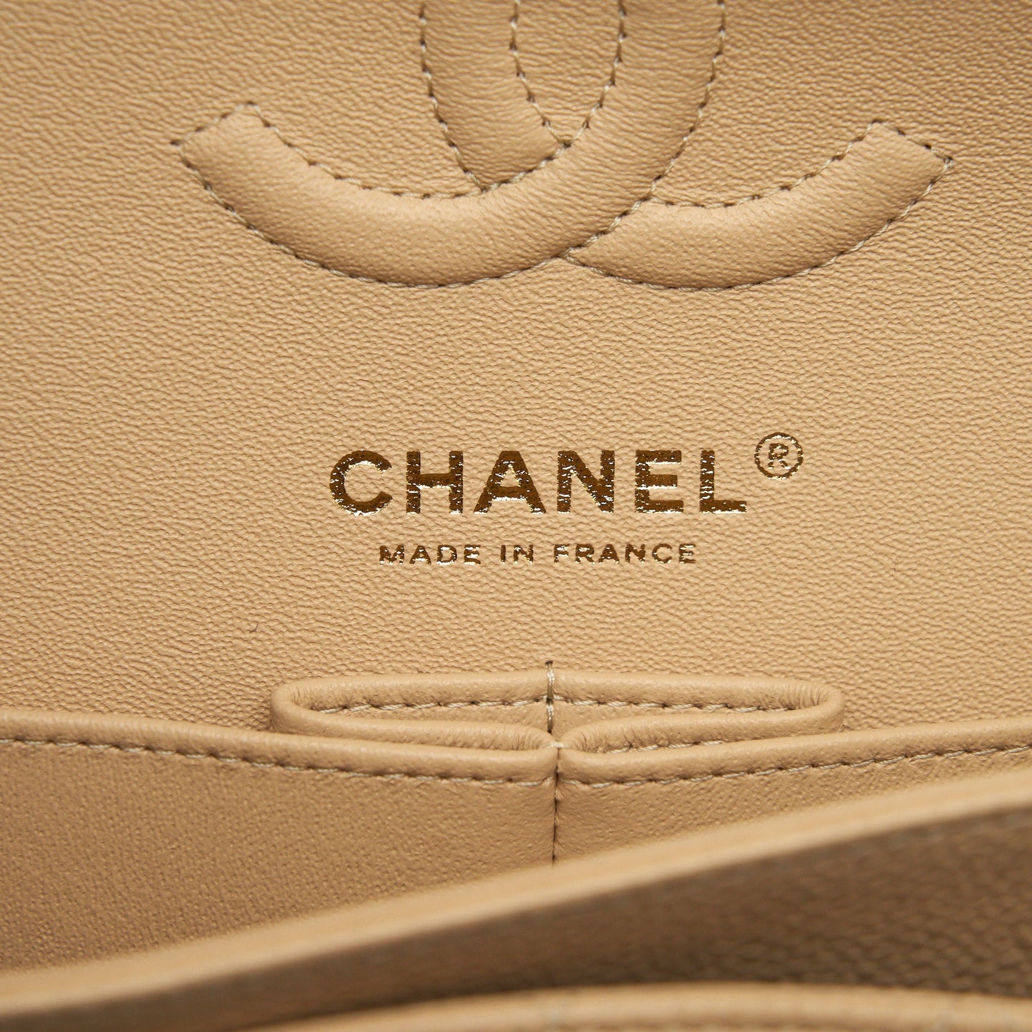 Chanel small classic double flap bag caviar beige
