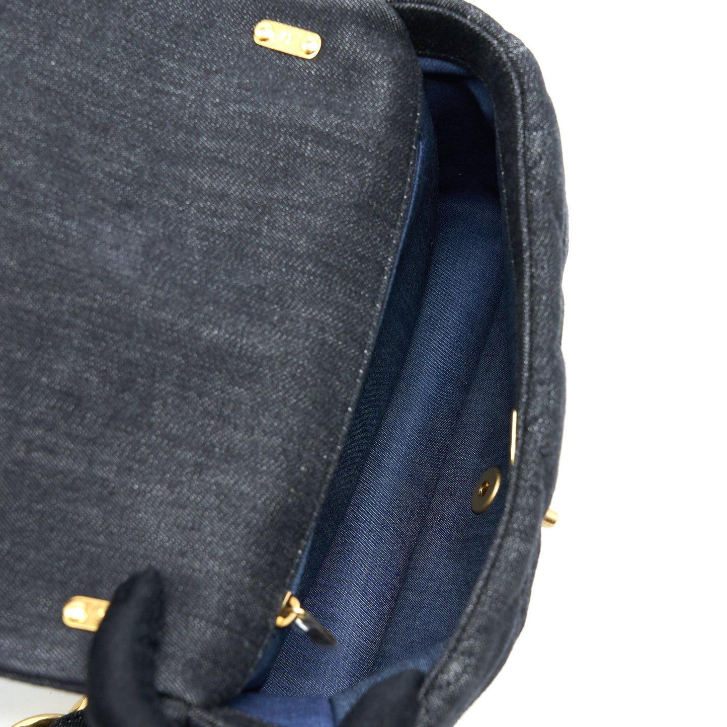 Chanel 22S Giant Chain Flap Shoulder Bag Denim Dark Blue Brushed  (Microchip)