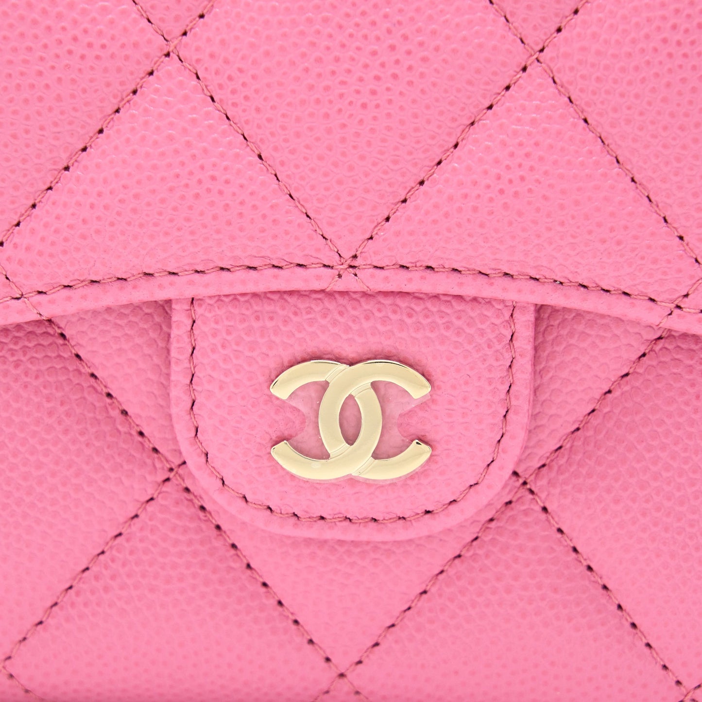Chanel Mini Flap Card Holder Caviar Pink L