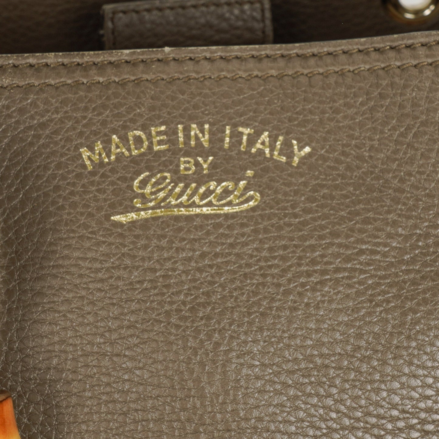 Gucci Pebbled Calfskin Bamboo Shopper Tote Bag