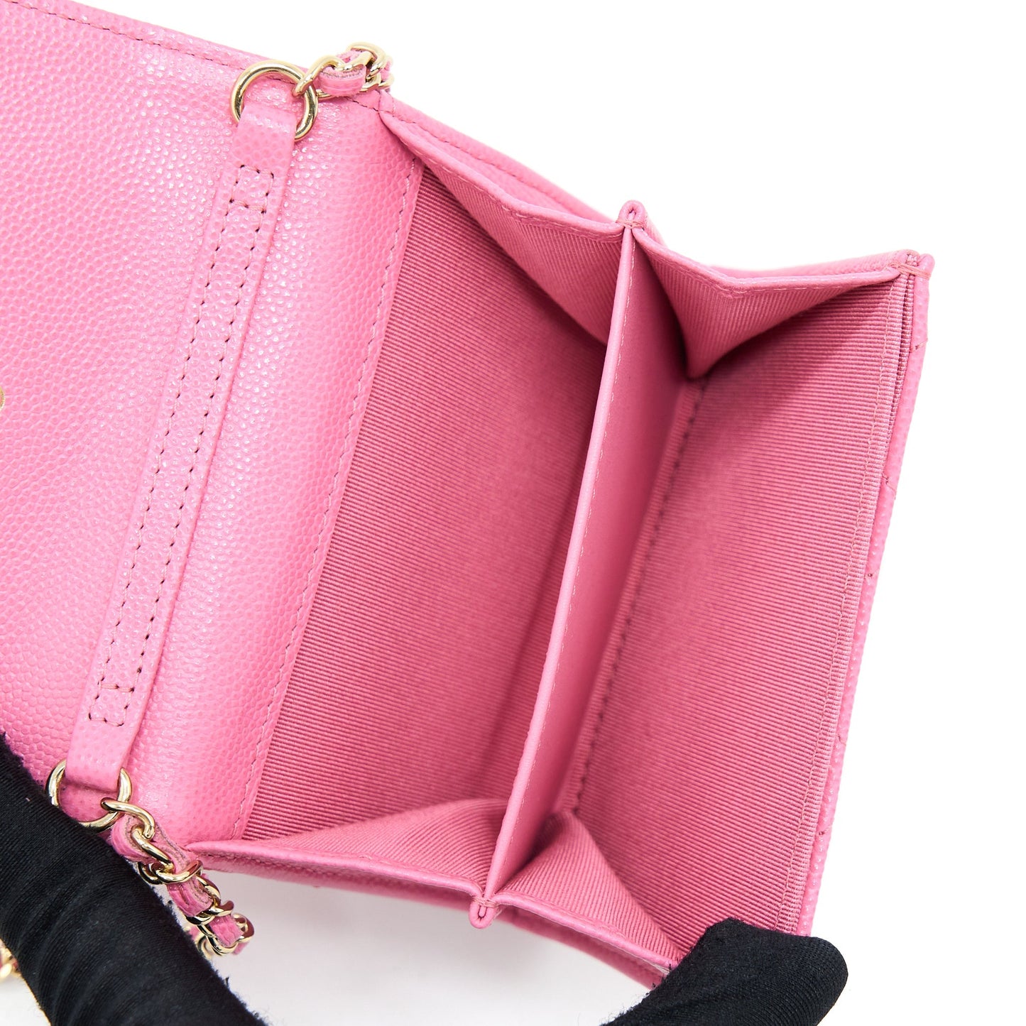 Chanel Mini Flap Card Holder Caviar Pink L