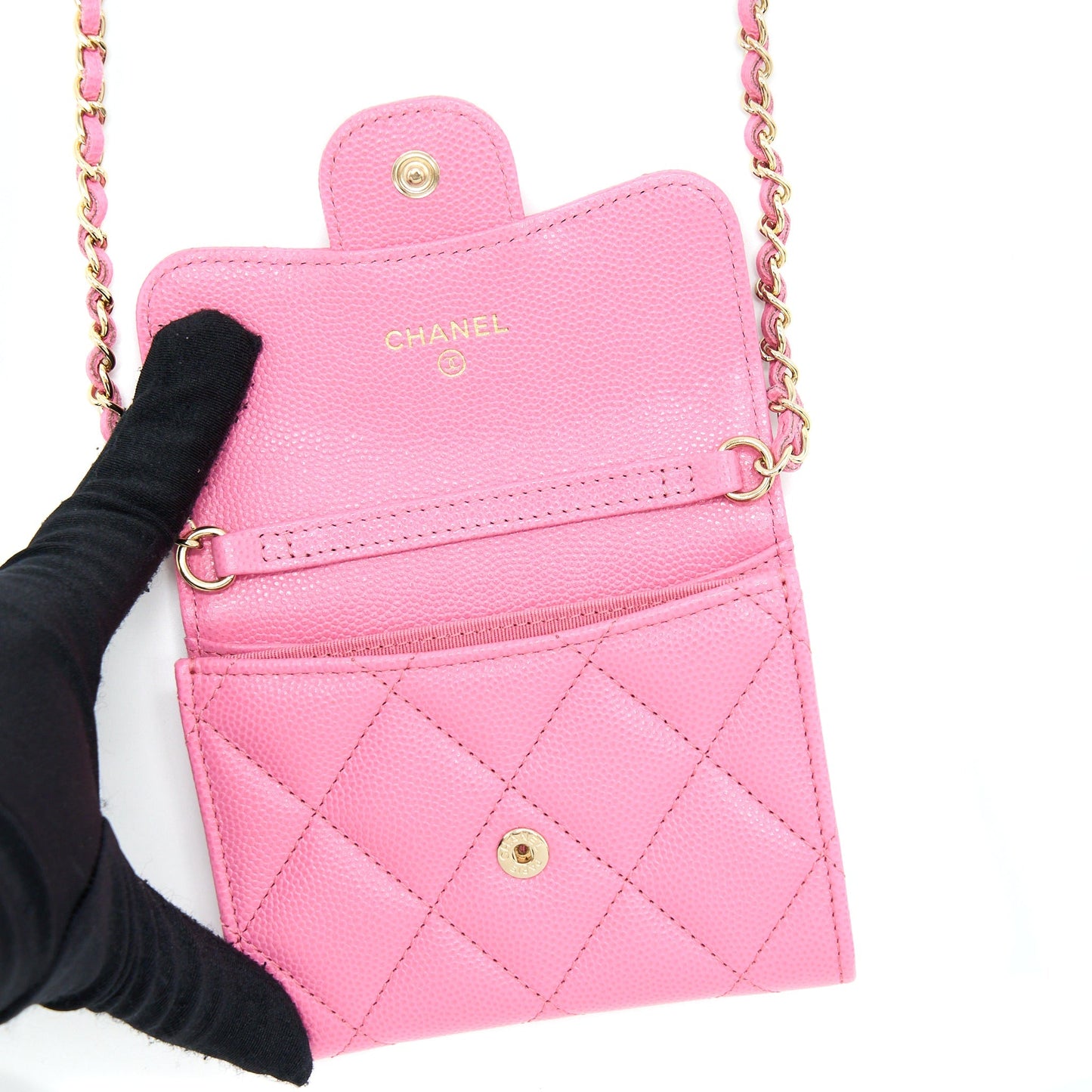 Chanel Mini Flap Card Holder Caviar Pink L