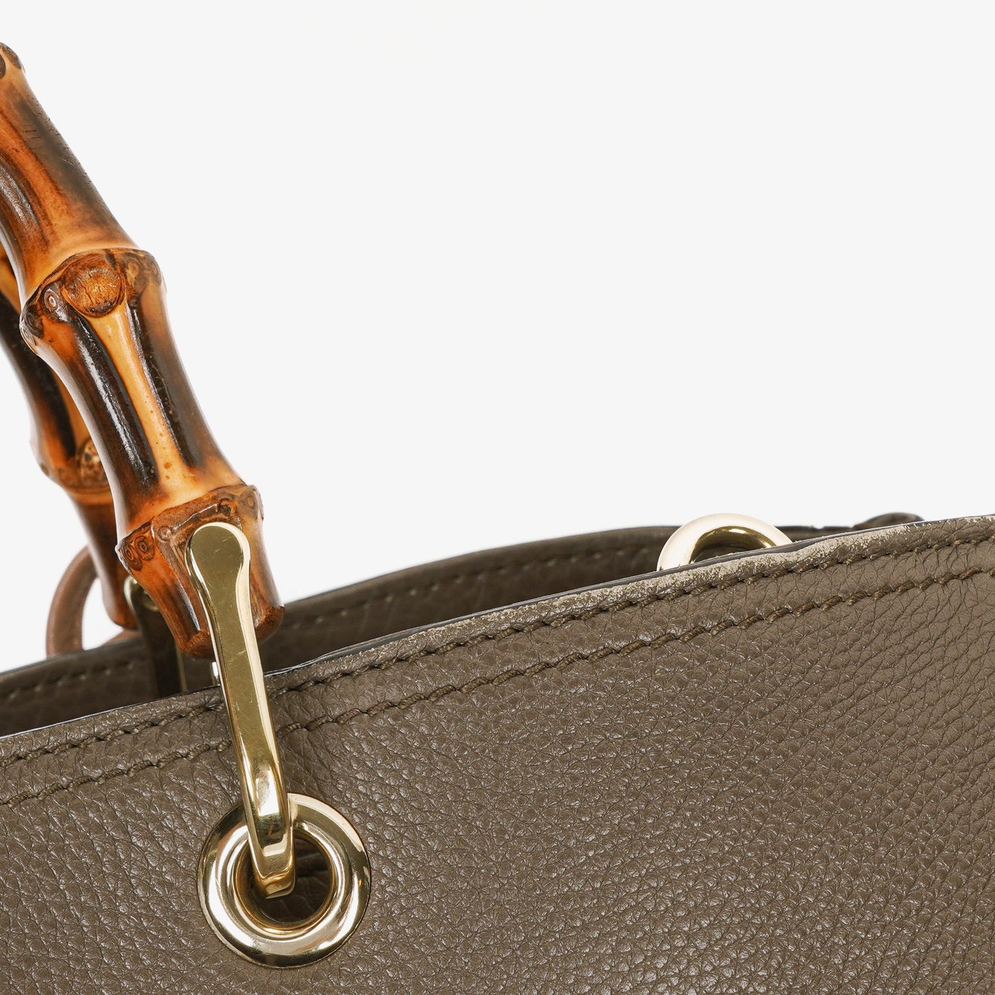Gucci Pebbled Calfskin Bamboo Shopper Tote Bag