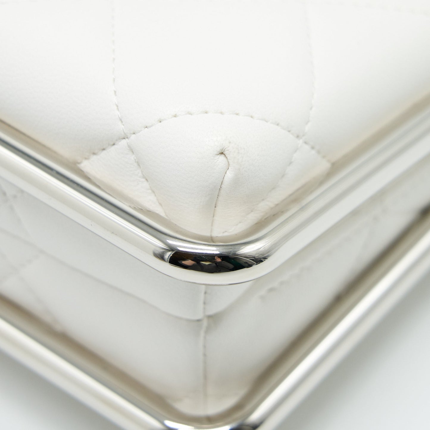 Chanel Quilted Clutch Lambskin White