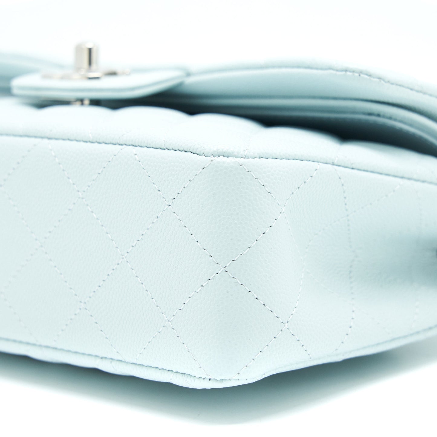 Chanel 21K Small Classic Double Flap Bag Caviar Light Blue