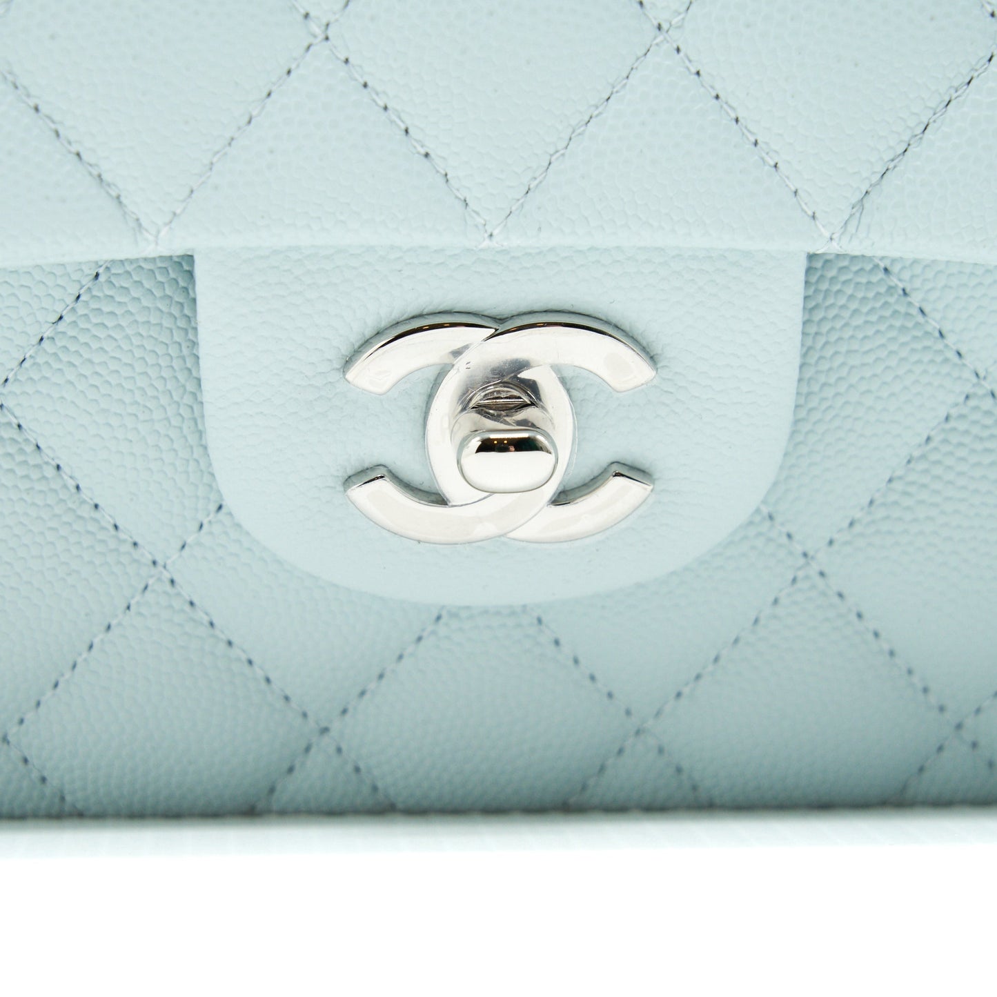 Chanel 21K Small Classic Double Flap Bag Caviar Light Blue