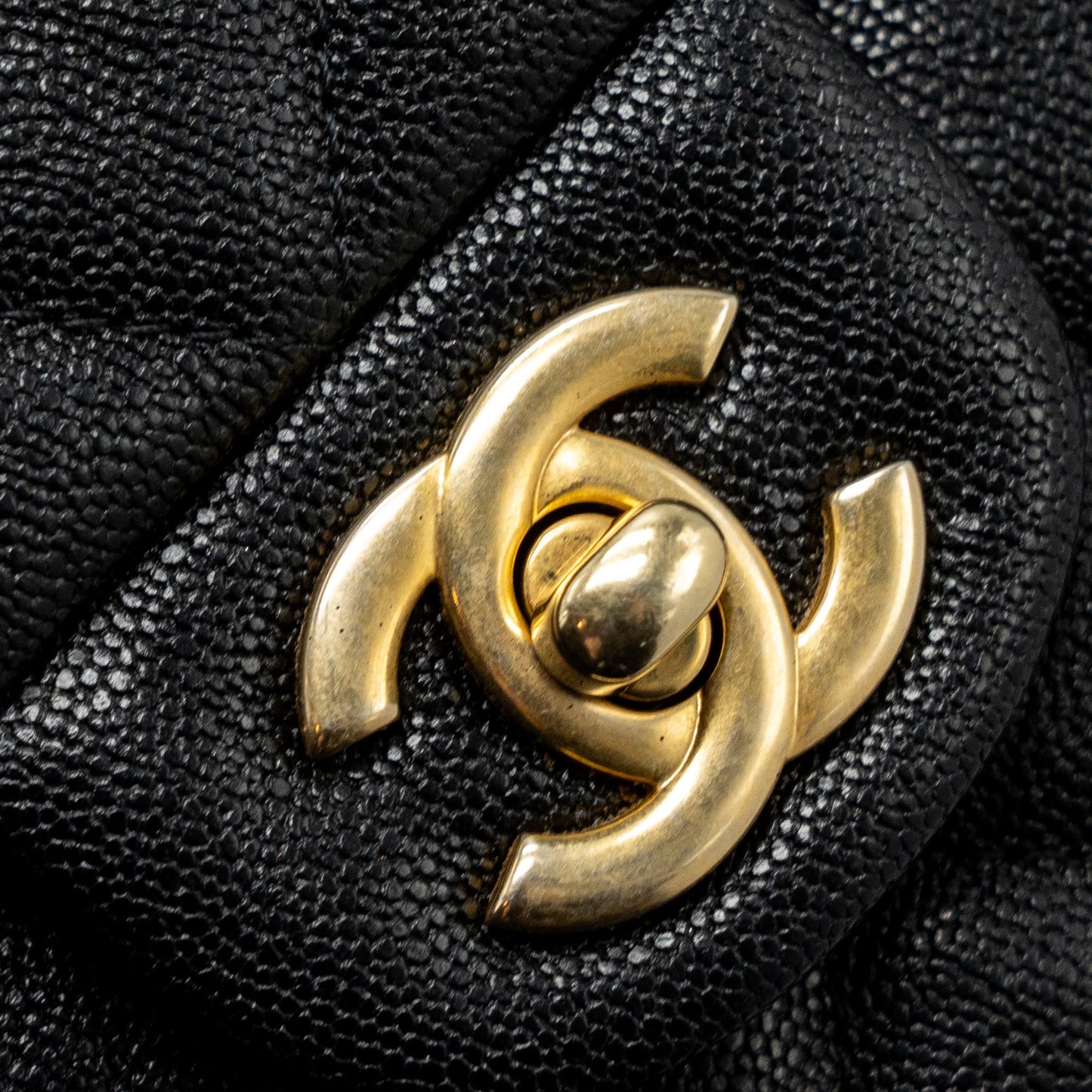 Chanel top handle mini rectangular flap bag grained calfskin black
