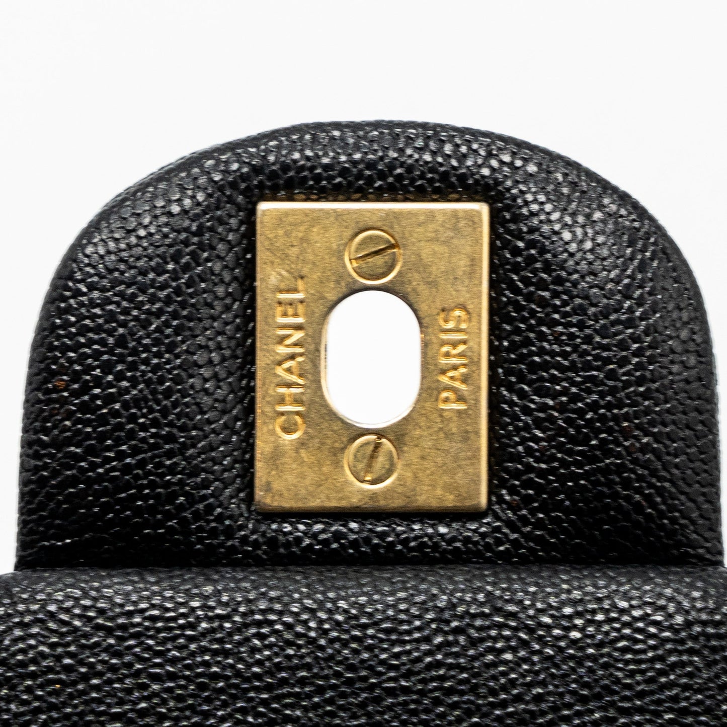 Chanel top handle mini rectangular flap bag grained calfskin black