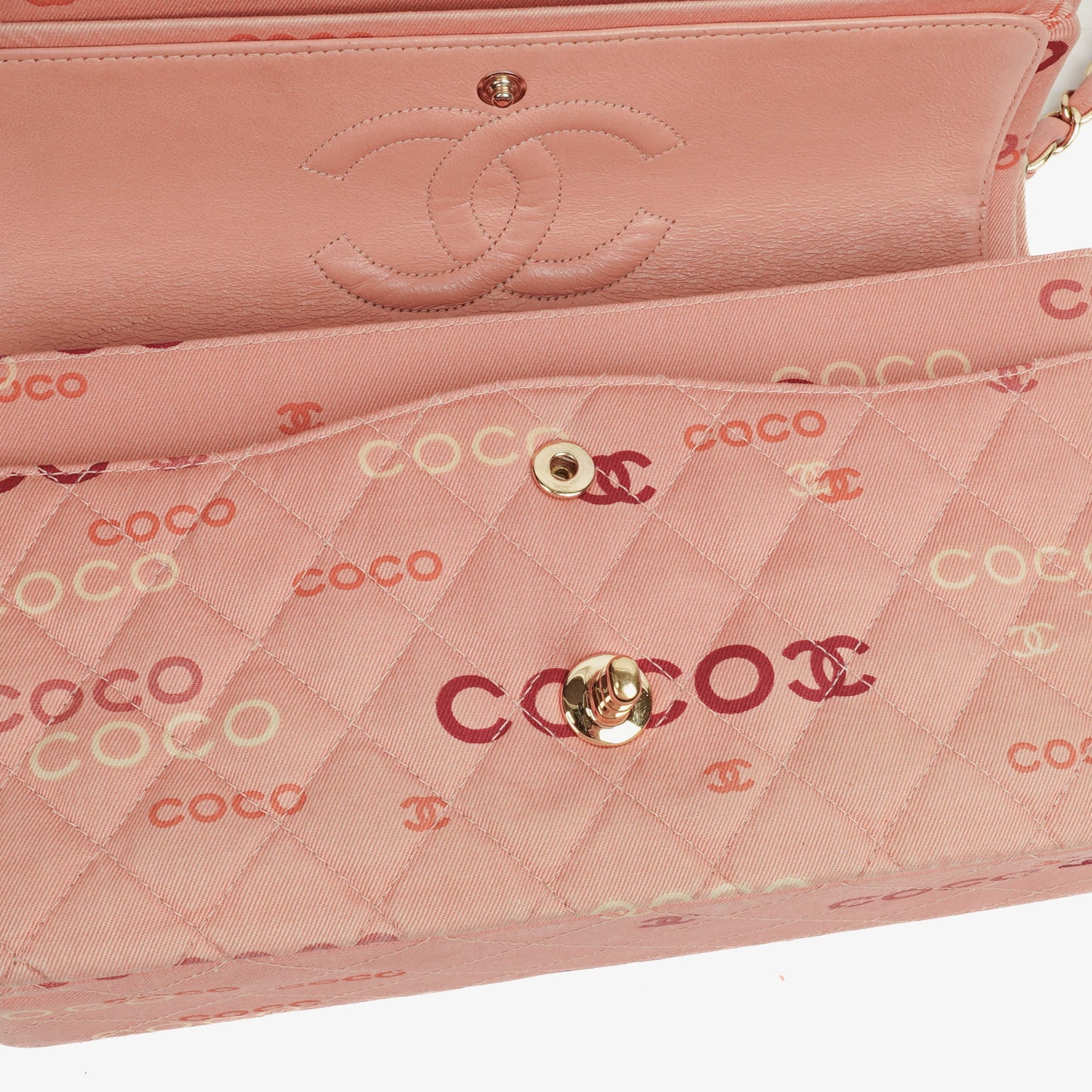 Chanel COCO Print Medium Classic Double Flap Flap Bag 24K Gold-Plated Hardware