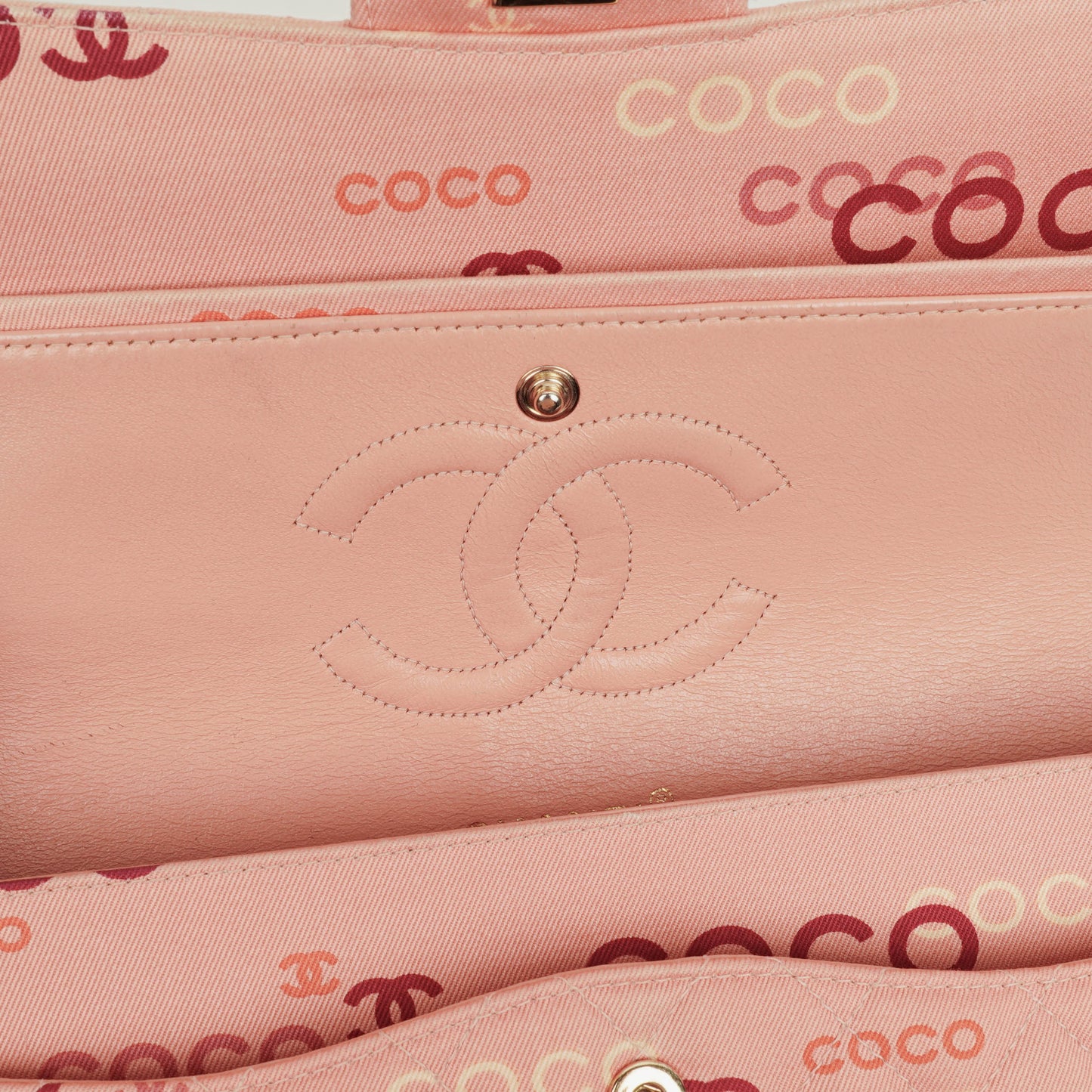 Chanel COCO Print Medium Classic Double Flap Flap Bag 24K Gold-Plated Hardware