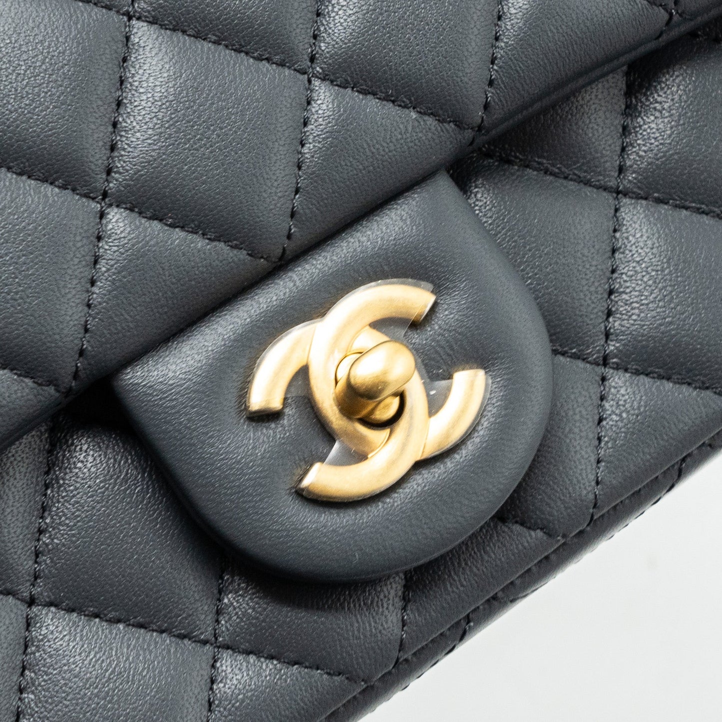 Chanel 23K pearl crush mini rectangular flap bag lambskin dark grey
